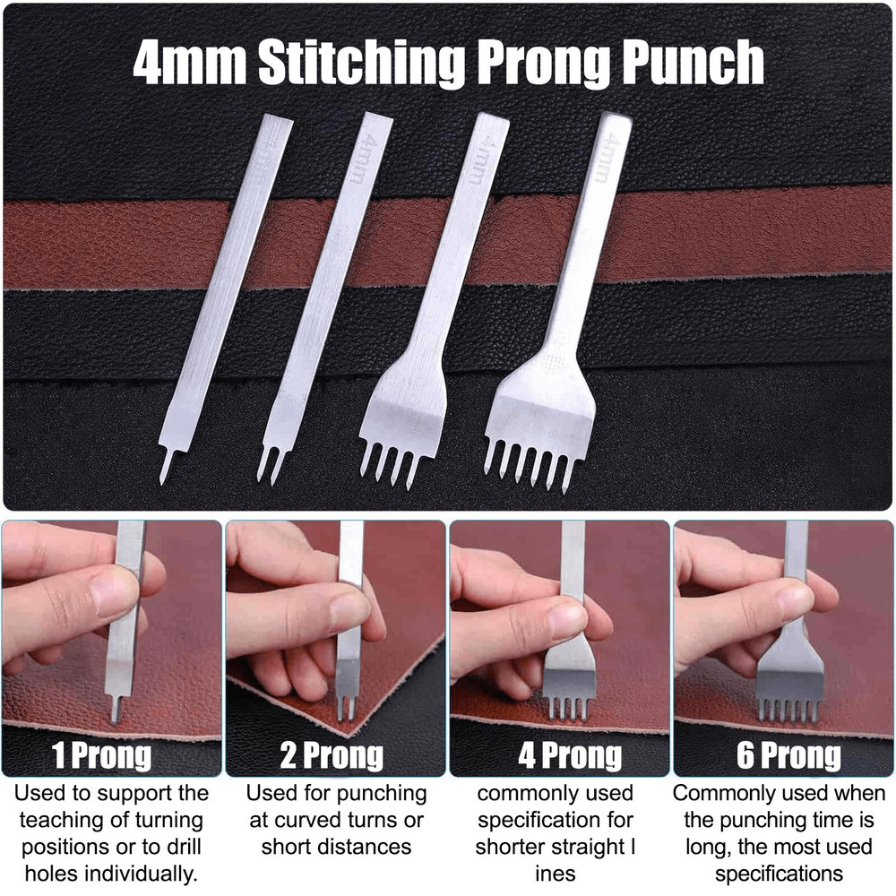 Leather Stitching Punch Awl Kit With Waxed Thread Needles And DIY Sewing Tools For Craft Projects 1