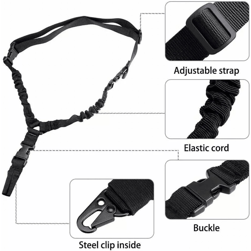 Tactical One Single Point Sling Strap Bungee Rifle Gun Sling With QD Buckle Quick Release Hunting 3