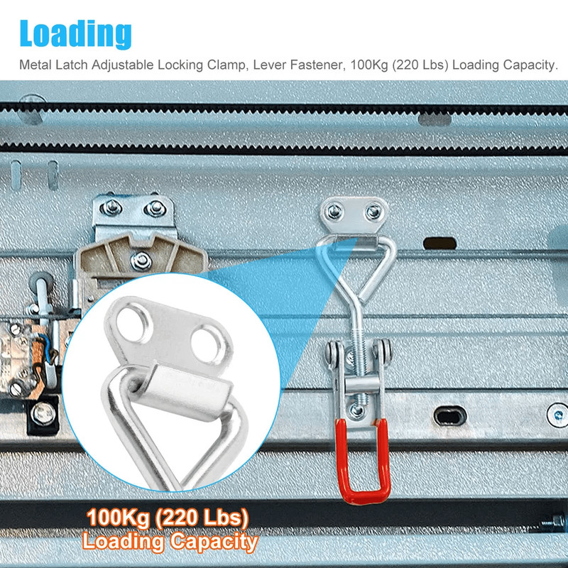 2 PCS Steel Toggle Latch Catch Adjustable Lock Clamp AntiRust Clip For Box Case Cabinet Door 100kg 1