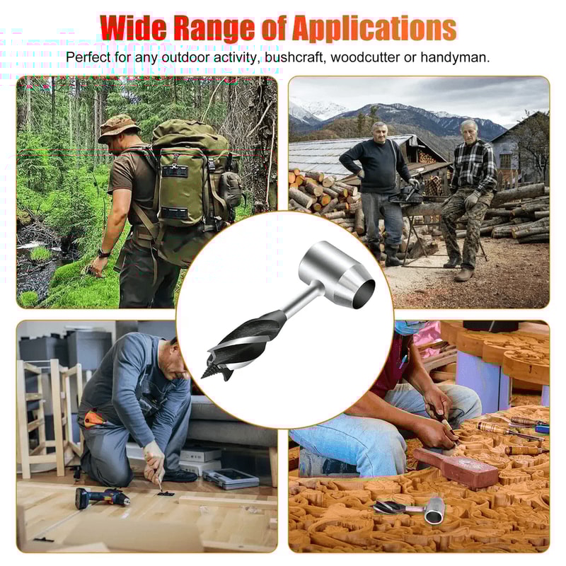 Manual Hand Auger Wrench Outdoor Survival Wood Drill Tool For Bushcraft And Handyman Use 6