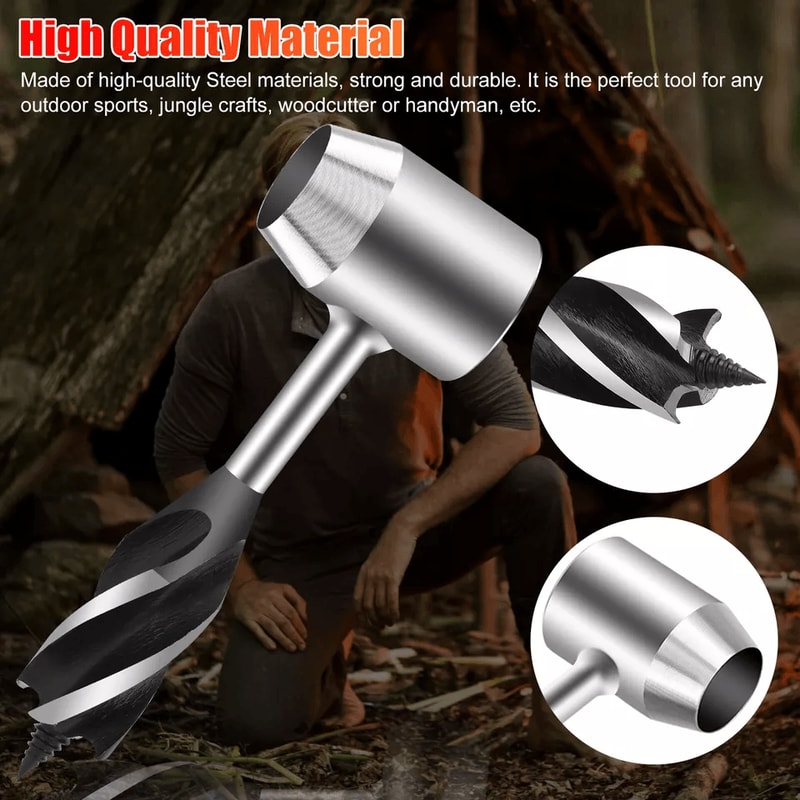Manual Hand Auger Wrench Outdoor Survival Wood Drill Tool For Bushcraft And Handyman Use 3