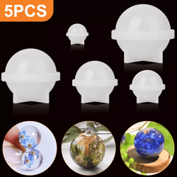 5-piece silicone resin casting mold set, round epoxy moulds for diy craft jewelry making tool kit