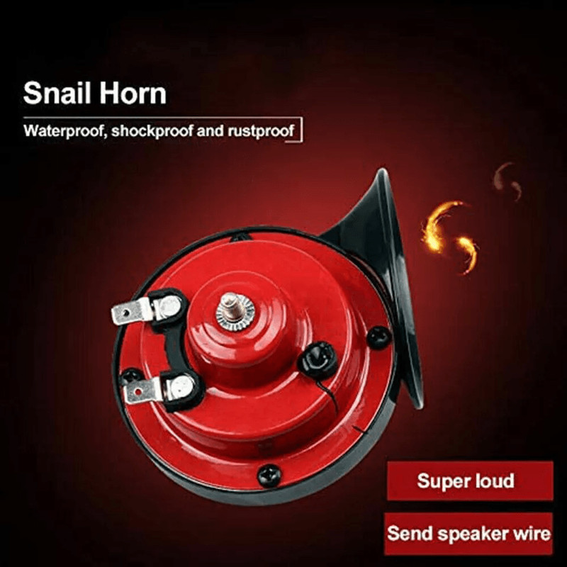 Super Loud Train Horn Waterproof For Motorcycle Car Truck Boat Compact Red Snail Horn With BuiltIn 2