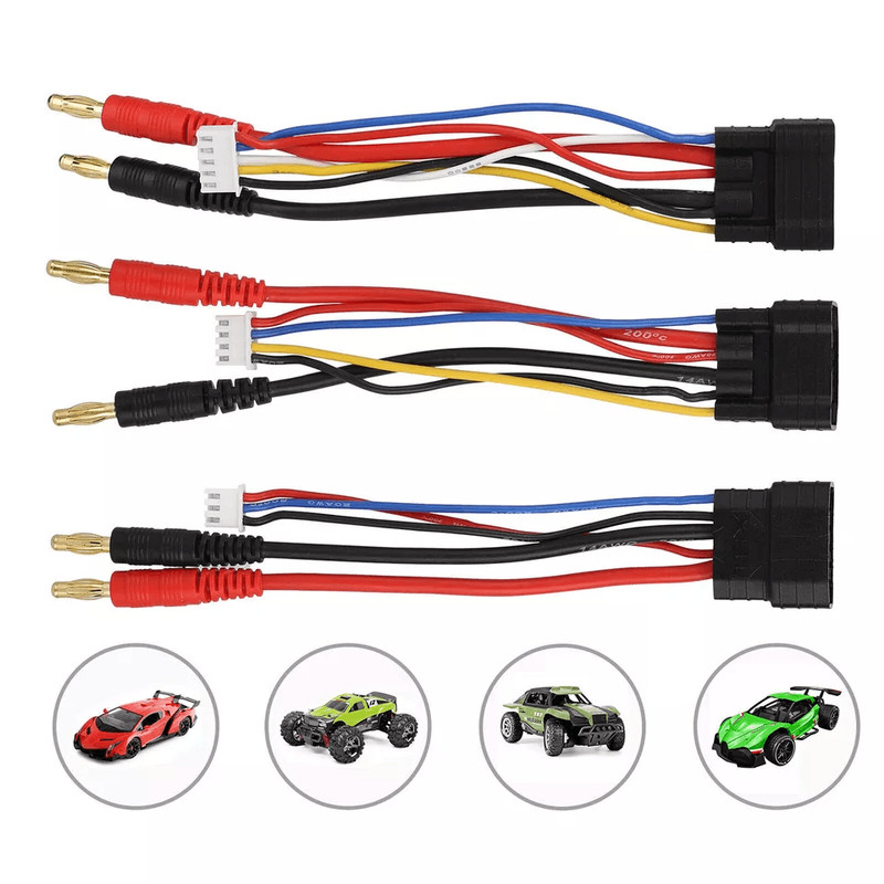 4S3S RC Lipo Battery Bullet Connector Cable Adapter For Traxxas TRX Cars 4mm Banana Plug 14AWG JSTX 4