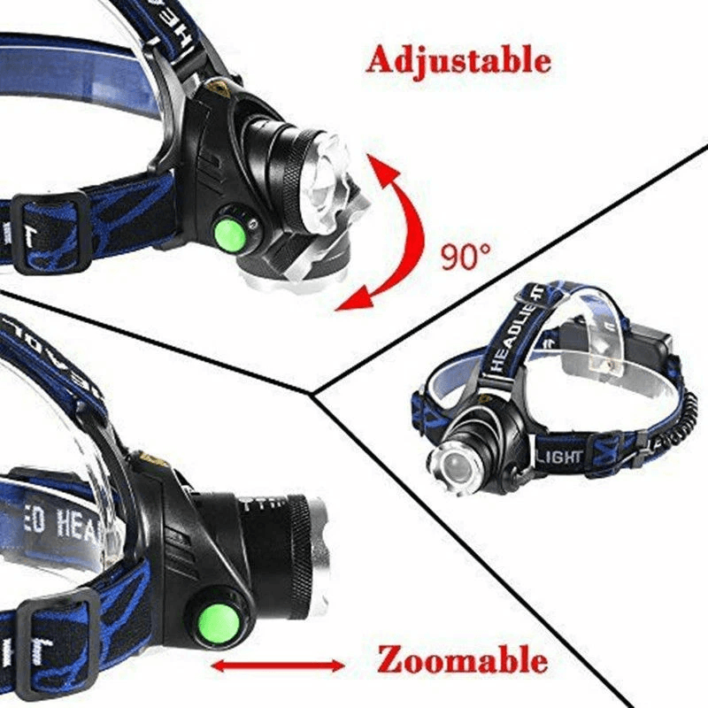 Tactical Rechargeable Headlamp LED Zoomable Bright Head Light Waterproof Outdoor Hiking Work Lamp 1
