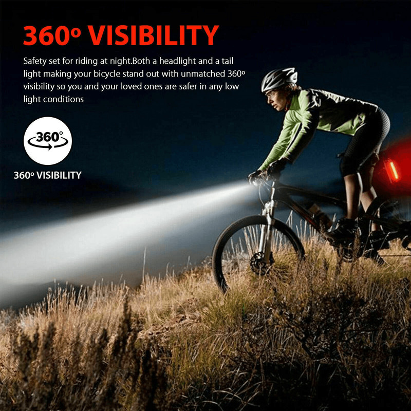 Cycling Front Rear Lamp Set USB Rechargeable LED Bike Headlight  Taillight With Multiple Modes 1