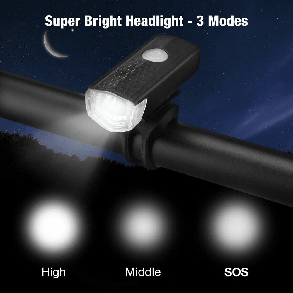 Cycling Front Rear Lamp Set USB Rechargeable LED Bike Headlight  Taillight With Multiple Modes 5