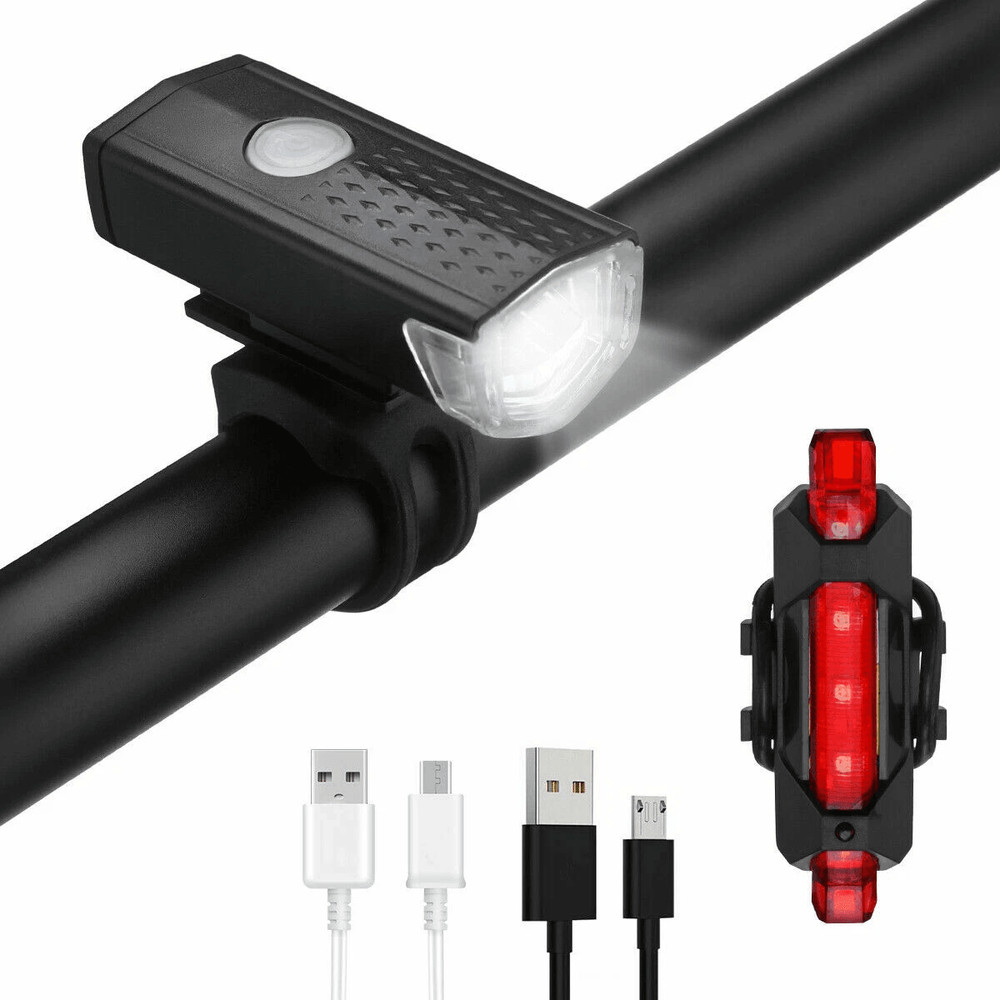 Cycling Front Rear Lamp Set USB Rechargeable LED Bike Headlight  Taillight With Multiple Modes 7