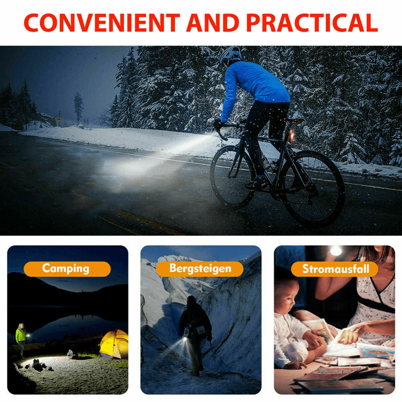 Cycling Front Rear Lamp Set USB Rechargeable LED Bike Headlight  Taillight With Multiple Modes 8