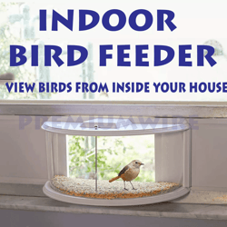 clear view window bird feeder, 180° indoor viewing, easy refill, durable pvc design