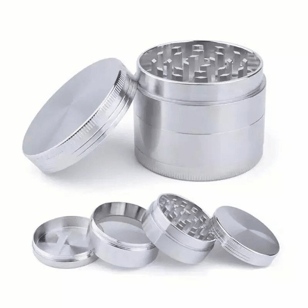 4 Piece Grinder Spice Tobacco Smoke Zinc Alloy Crusher With Leaf Design 0
