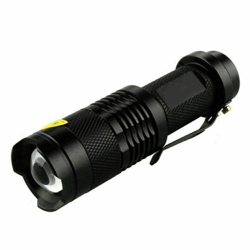 7w mini led flashlight torch , 1 mode zoom in/out, 14500/aa battery, waterproof camping light