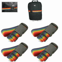 4-pack rainbow travel luggage straps, adjustable suitcase belts for secure baggage backpack protection