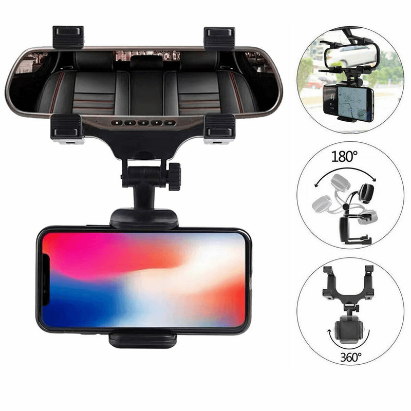 Car Phone Holder For Rearview Mirror Rotatable Adjustable Mount 10