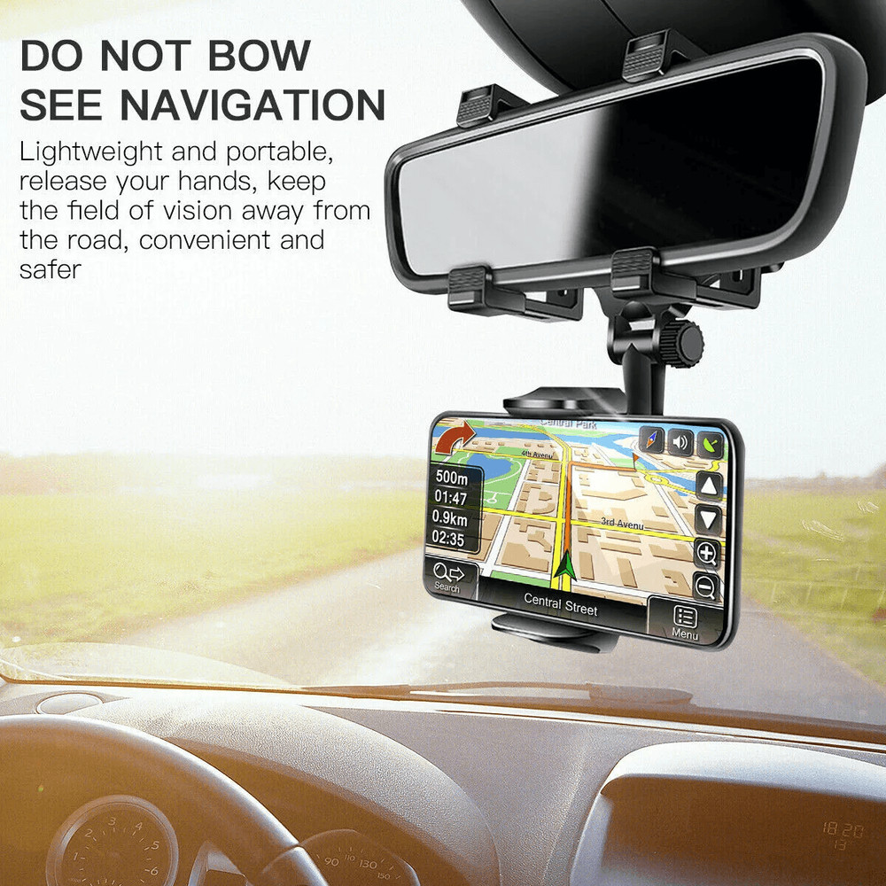Car Phone Holder For Rearview Mirror Rotatable Adjustable Mount 5