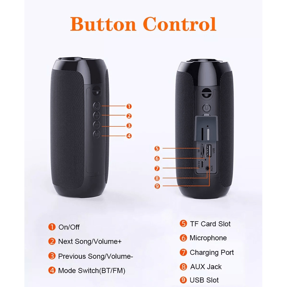 Bluetooth Wireless Portable Speaker Waterproof Stereo Bass 10m Range FM Radio TF Card Support 4