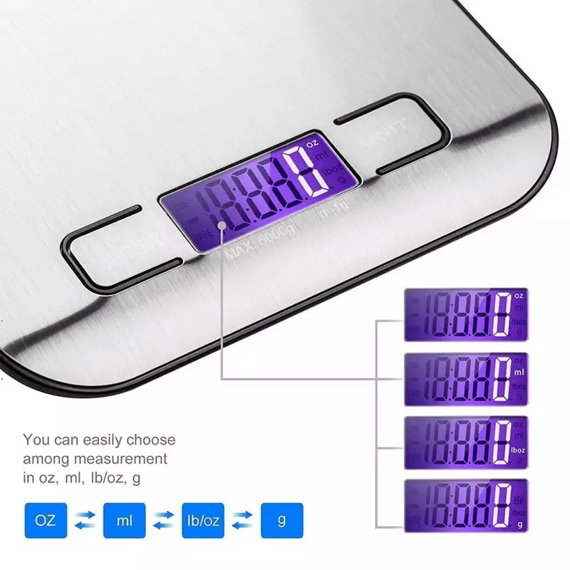 Digital Electronic Kitchen Scale High Precision Food Diet Postal Weight Balance With Auto Zero And  4