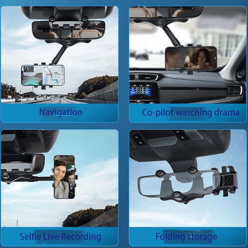 Car Phone Holder Rearview Mirror Mount Rotatable Retractable Universal GPS Holder For Cars Adjusta 4