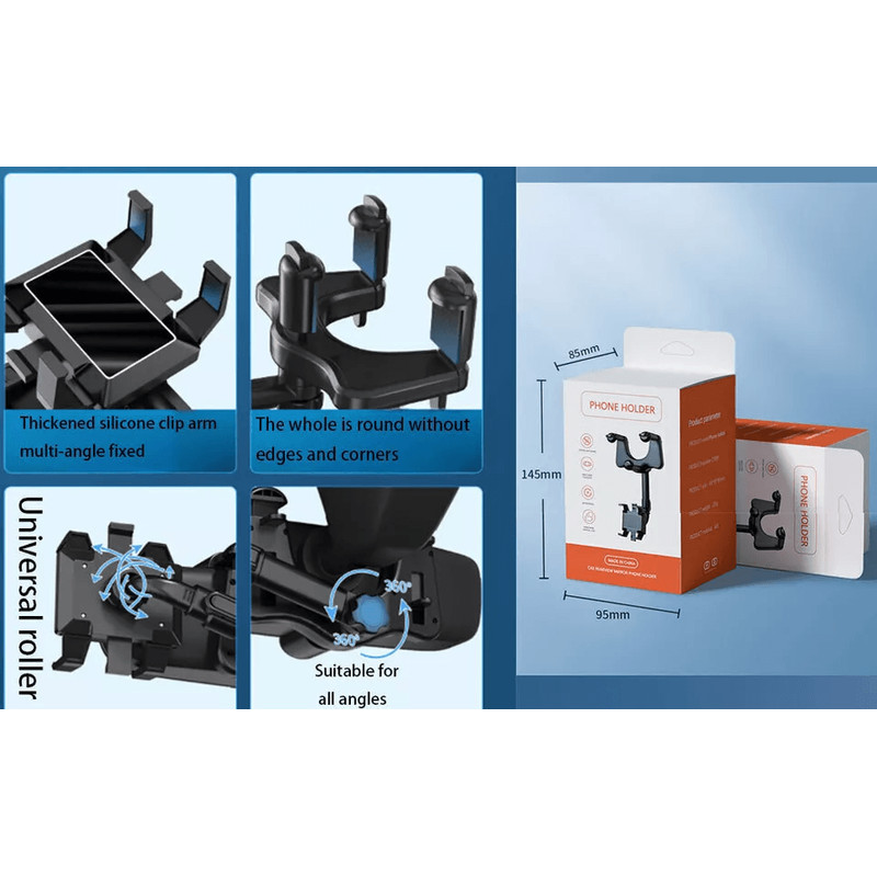 Car Phone Holder Rearview Mirror Mount Rotatable Retractable Universal GPS Holder For Cars Adjusta 7