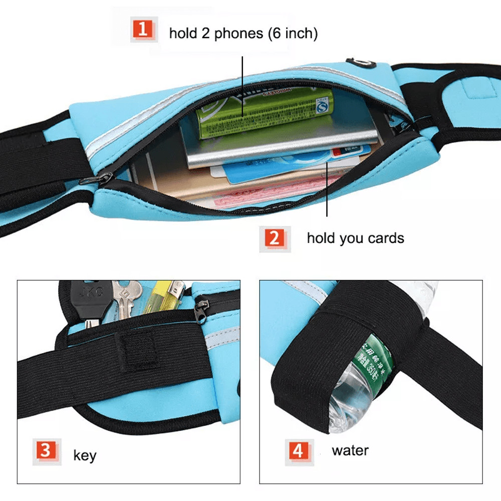 Waterproof Runner Waist Bum Bag Jogging Belt Zip Fanny Pack For Sports  Travel 1