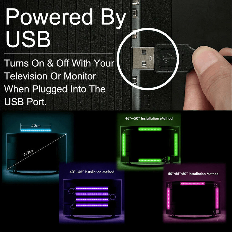 5V USB LED Strip Lights TV Backlight 5050 RGB Colour Changing With 24Key Remote Control For Home  G 7