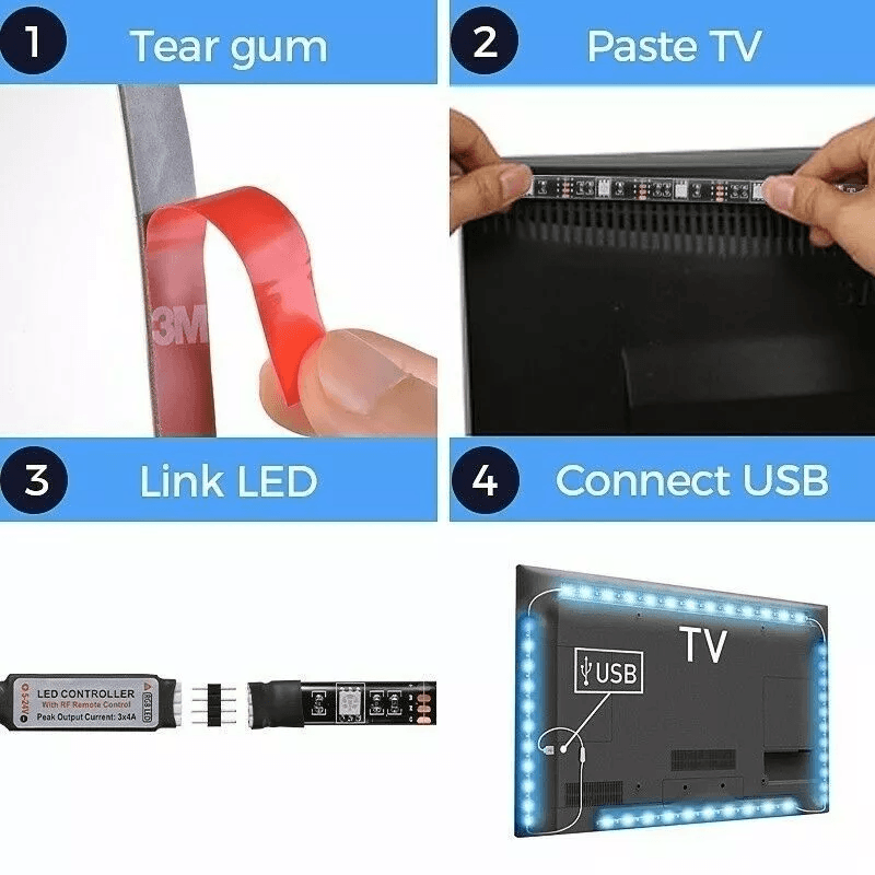 5V USB LED Strip Lights TV Backlight 5050 RGB Colour Changing With 24Key Remote Control For Home  G 4