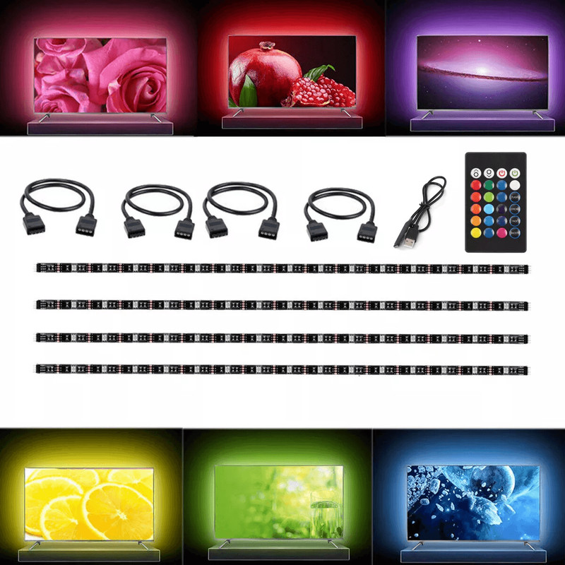 5V USB LED Strip Lights TV Backlight 5050 RGB Colour Changing With 24Key Remote Control For Home  G 2