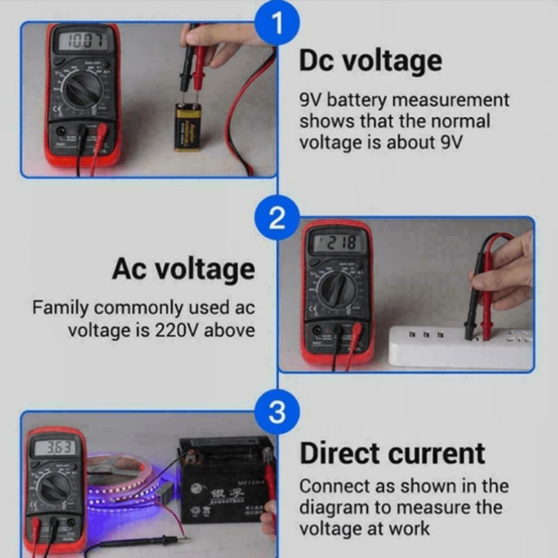 Digital Multimeter AC DC Voltmeter Ammeter Ohmmeter Volt Tester Meter Handheld Auto Range Electrica 2
