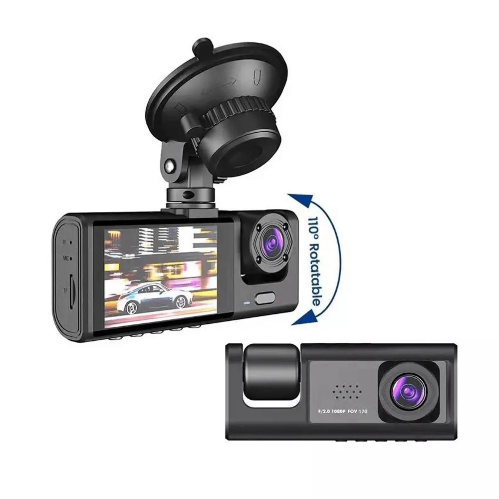 Car Dual Lens Dash Cam HD 1080P FrontRearInside Video Recorder Camera GSensor For AllRound Protecti 2