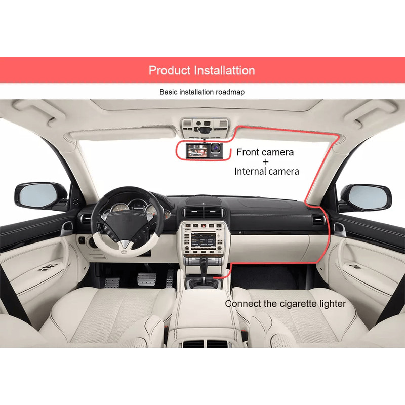 Car Dual Lens Dash Cam HD 1080P FrontRearInside Video Recorder Camera GSensor For AllRound Protecti 4