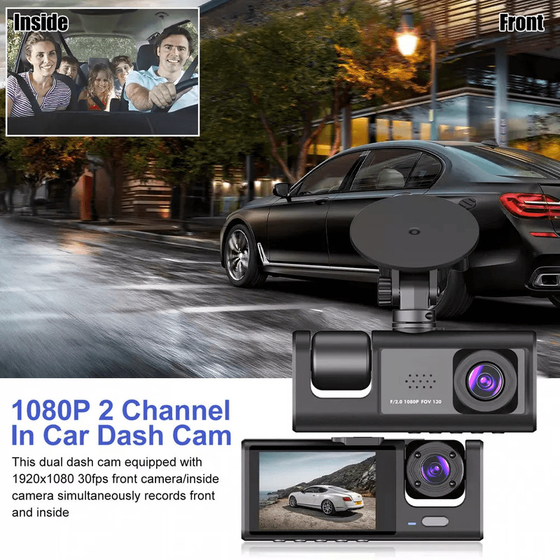 Car Dual Lens Dash Cam HD 1080P FrontRearInside Video Recorder Camera GSensor For AllRound Protecti 14