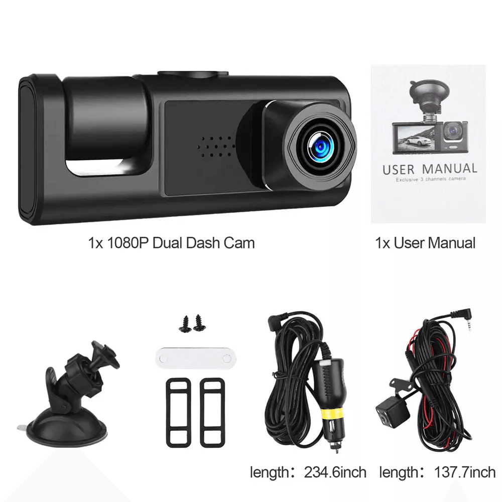 Car Dual Lens Dash Cam HD 1080P FrontRearInside Video Recorder Camera GSensor For AllRound Protecti 8