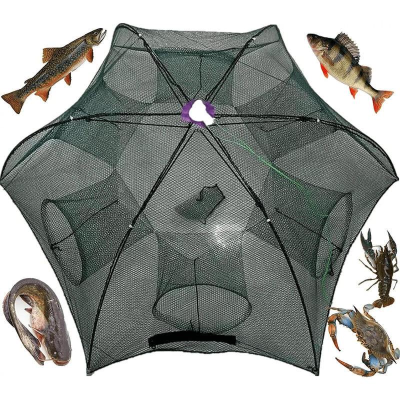Foldable Fishing Bait Trap Net For Crab Crawdad Shrimp Fish Minnow  Portable Cast Dip Cage Easy To  1