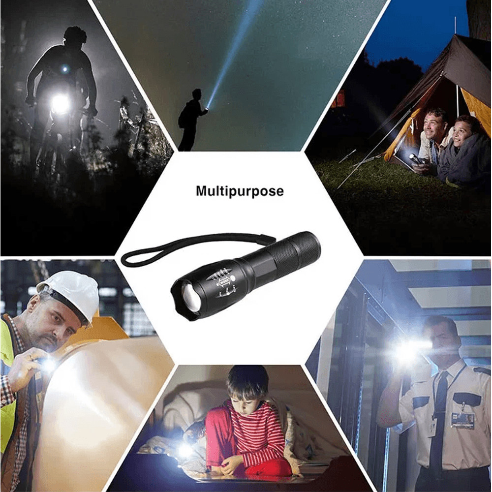 SuperBright Tactical Flashlight Five Modes LED Zoomable Torch Searchlight Compact Waterproof Flashl 6