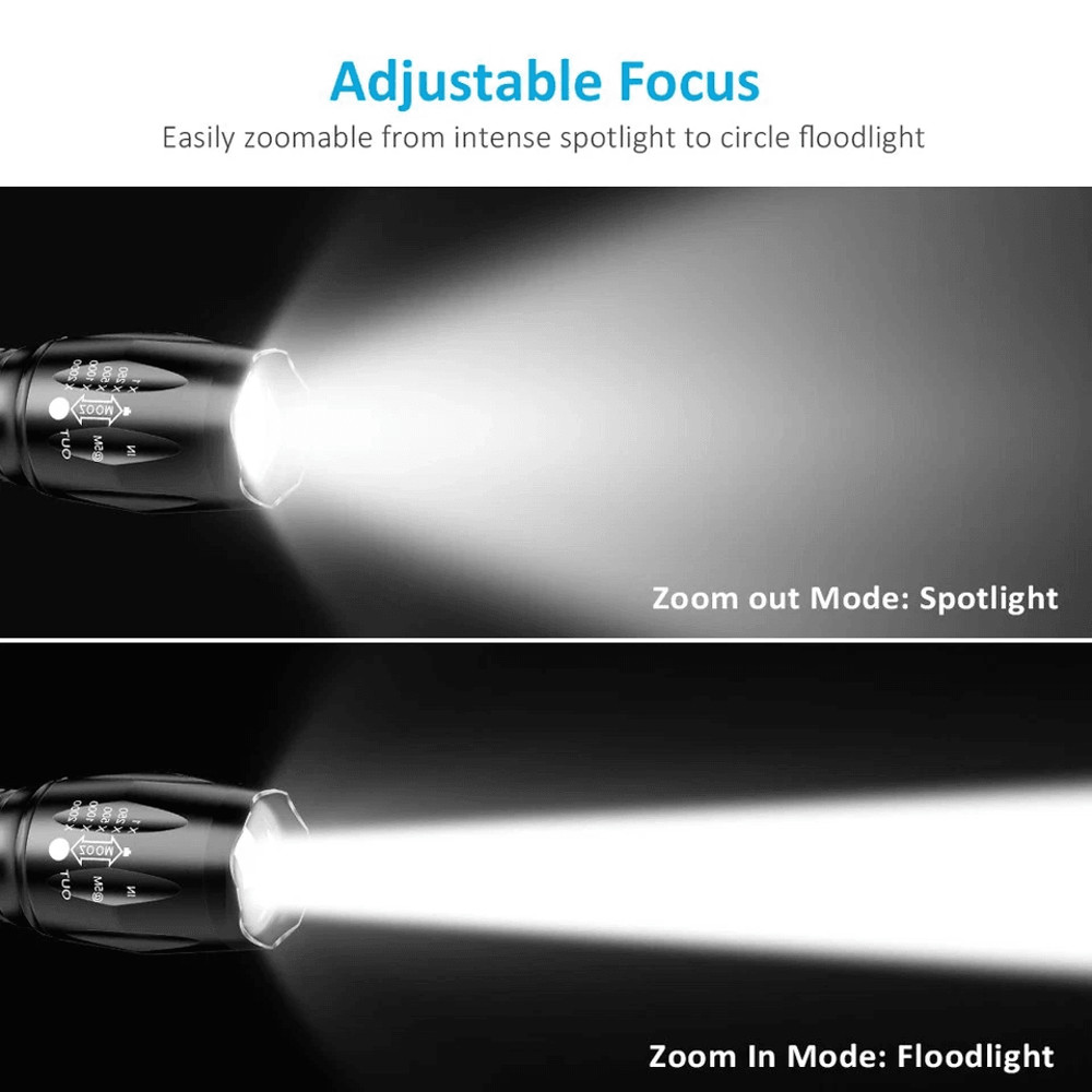 SuperBright Tactical Flashlight Five Modes LED Zoomable Torch Searchlight Compact Waterproof Flashl 7