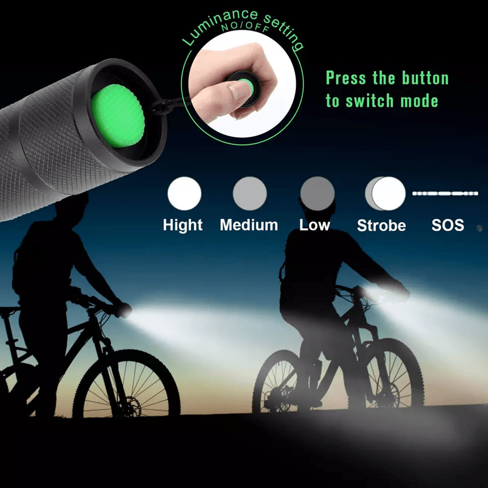 SuperBright Tactical Flashlight Five Modes LED Zoomable Torch Searchlight Compact Waterproof Flashl 3