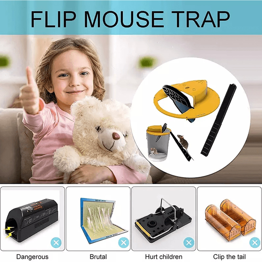 Mouse Rat Trap Flip Slide Bucket Lid Reusable Humane Mousetrap For Indoor Outdoor Rodent Control 10