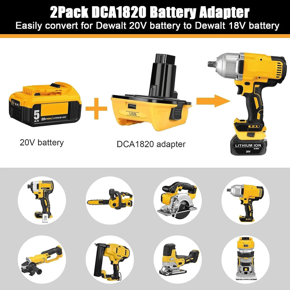 18V To 20V MAX DCA1820 Adapter Converter Compatible With DEWALT 20V Liion Battery For NiCad NiMH Po 6