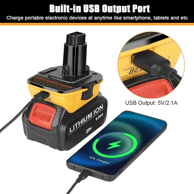 18V To 20V MAX DCA1820 Adapter Converter Compatible With DEWALT 20V Liion Battery For NiCad NiMH Po 3