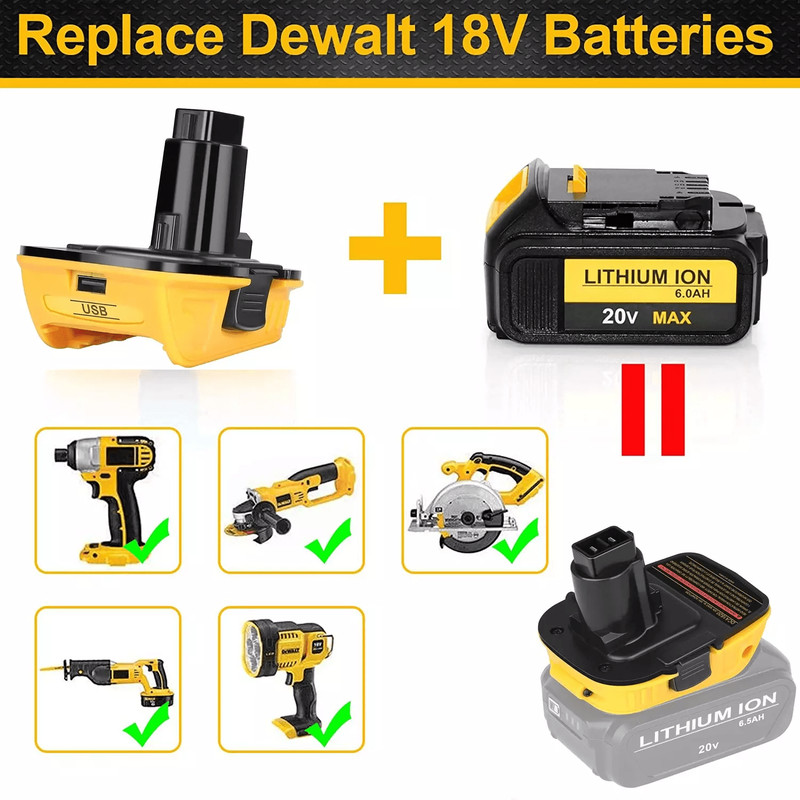 18V To 20V MAX DCA1820 Adapter Converter Compatible With DEWALT 20V Liion Battery For NiCad NiMH Po 16