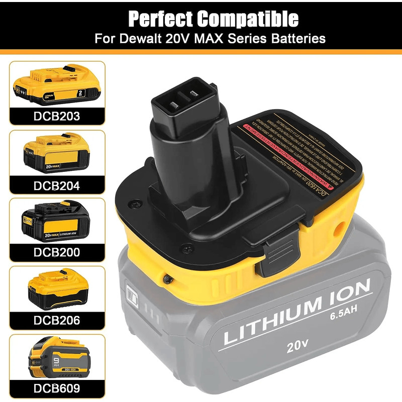 18V To 20V MAX DCA1820 Adapter Converter Compatible With DEWALT 20V Liion Battery For NiCad NiMH Po 0