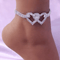 Double Heart Anklet Bracelet Love Barefoot Chain With Bling Crystal Accents Adjustable Silver Ankle 6