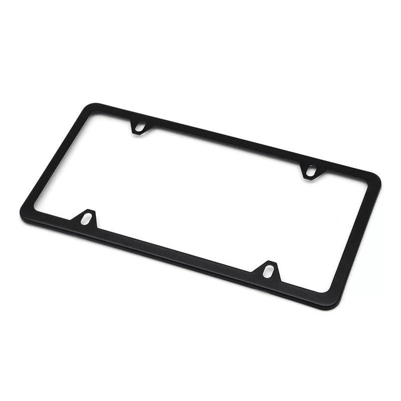 2x High Quality Stainless Steel Metal License Plate Frame Tag Cover Black Slim 4Hole Design Rustpro 3