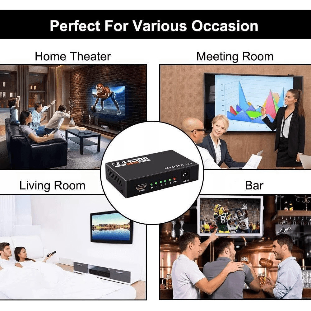 4 Port HDMI 4K Hub Multi Splitter Amplifier 1 In 4 Out Supports 3D HD 1080P For HDTV Monitor PS3 4