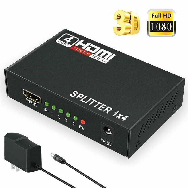 4 Port HDMI 4K Hub Multi Splitter Amplifier 1 In 4 Out Supports 3D HD 1080P For HDTV Monitor PS3 1