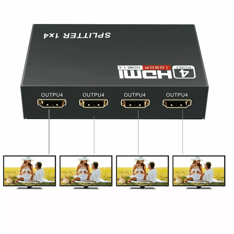 4 Port HDMI 4K Hub Multi Splitter Amplifier 1 In 4 Out Supports 3D HD 1080P For HDTV Monitor PS3 5
