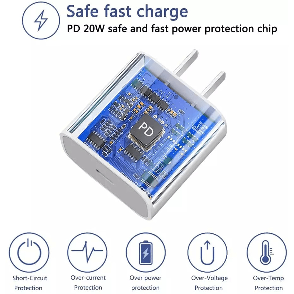 Super Fast Charger Type C For IPhone USBC 20W PD Wall Adapter With Cable Fast Char 3