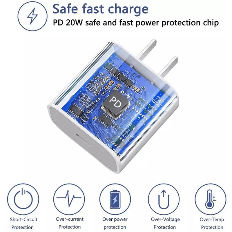 Super Fast Charger Type C For IPhone USBC 20W PD Wall Adapter With Cable Fast Char 3