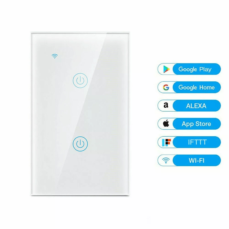 Gang WiFi Smart Wall Touch Light Switch Glass Panel Compatible With Alexa Google Assistant Remote C 1