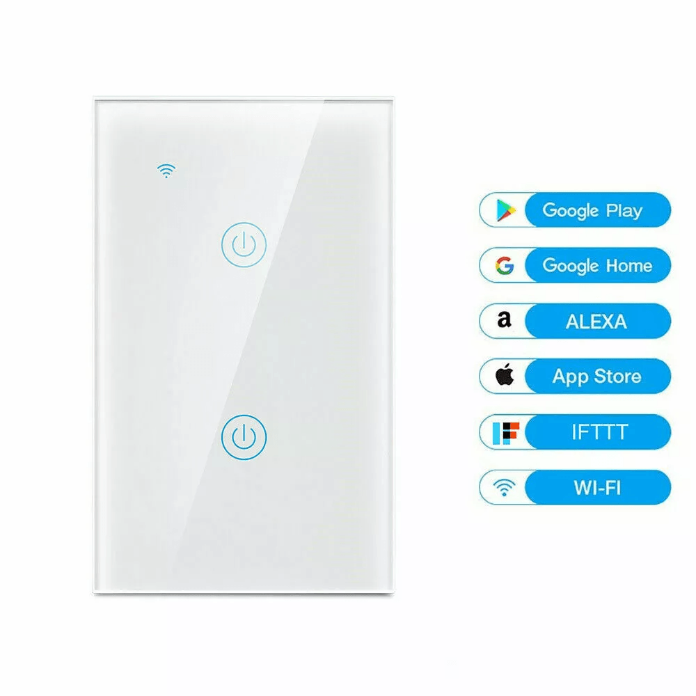 Gang WiFi Smart Wall Touch Light Switch Glass Panel Compatible With Alexa Google Assistant Remote C 10